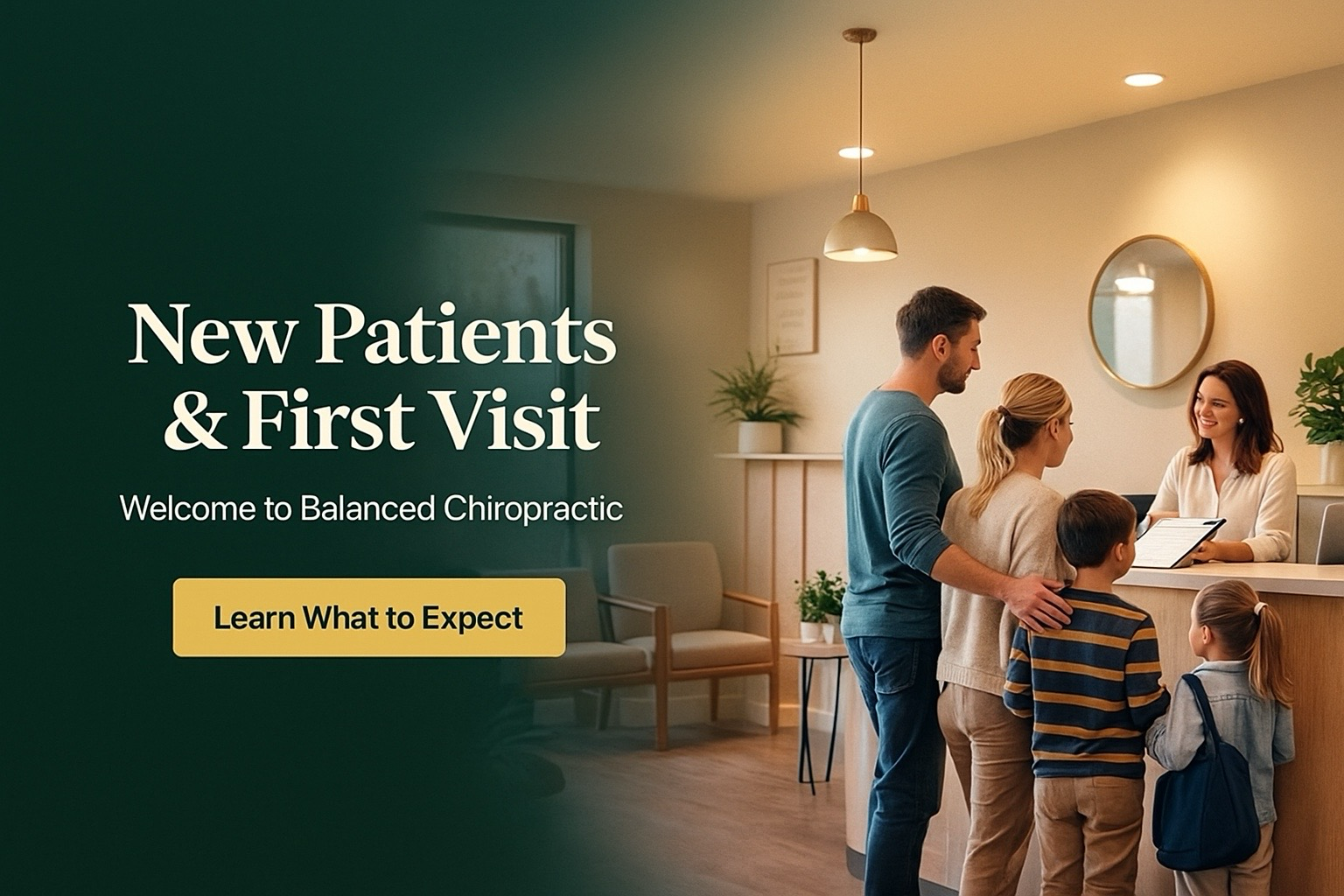 New Patients & First Visit graphic for Balanced Chiropractic
