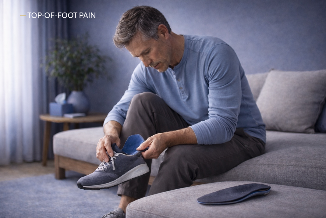 Infographic comparing custom orthotics and over-the-counter inserts, including best use cases, pros/cons, and decision rules.