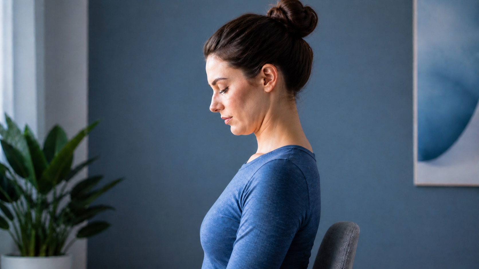 Supporting visual illustrating tech neck posture, neck load, and the role of breaks and endurance in reducing symptoms.