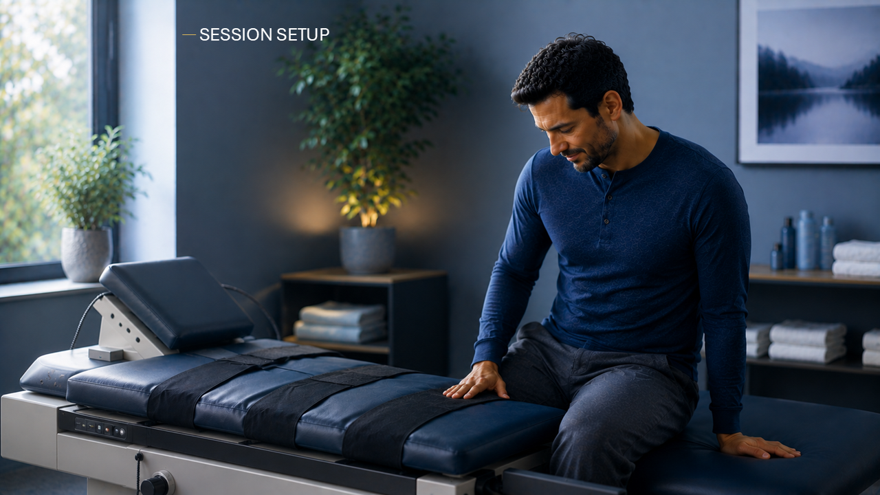 Premium in-hero image explaining what to expect during spinal decompression sessions, including setup, comfort, timeline, and patient expectations.